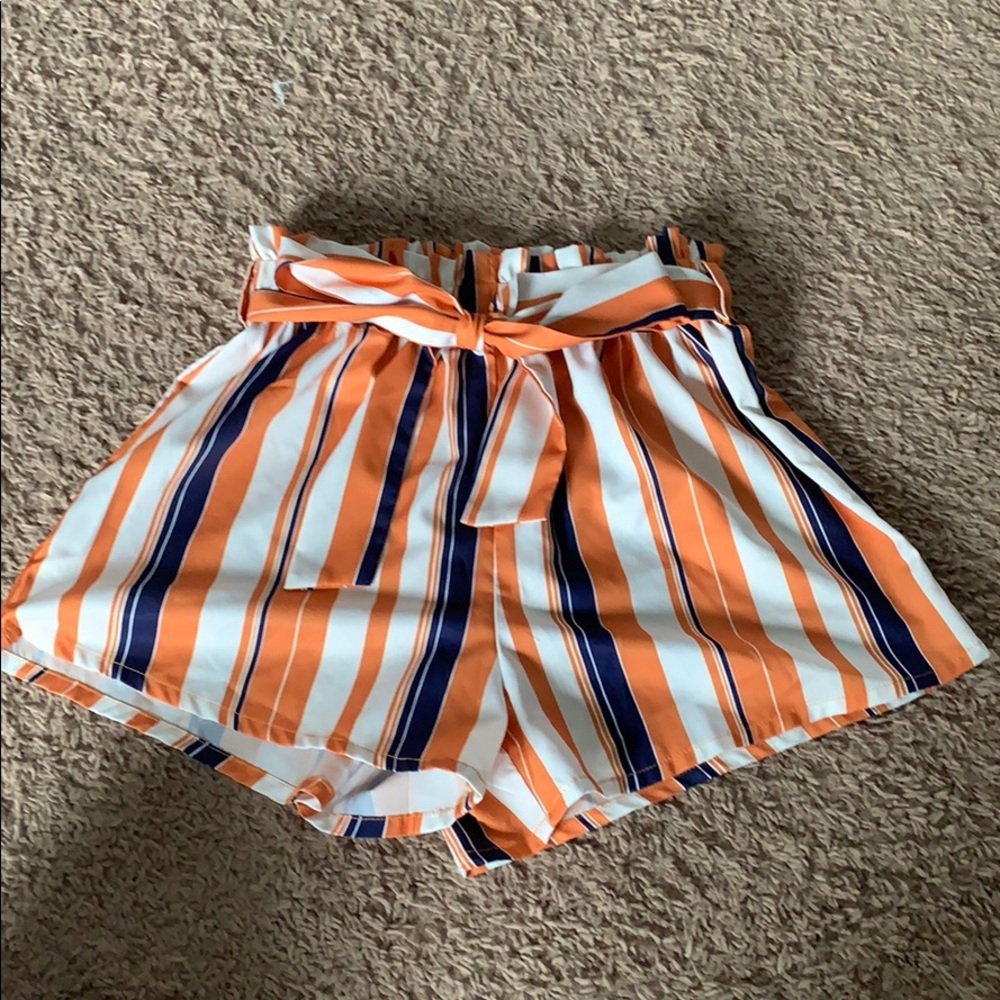 Striped paper bag shorts